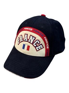 Vintage France Flag Hat Blue Red Embroidered Spellout Strapback Cap NEW SAMPLE